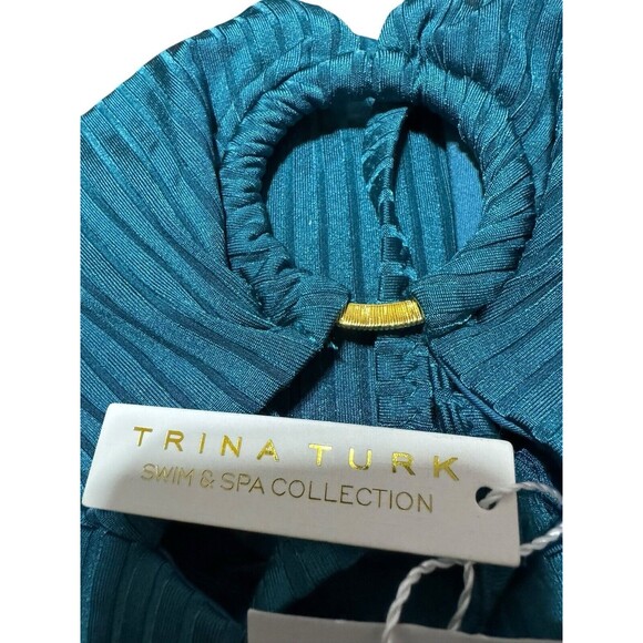 Trina Turk ribbed Olympic ring one piece in ocean size 14 - Picture 11 of 13